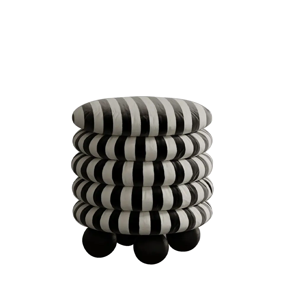 Bombs Puf Siyah Beyaz Cizgili